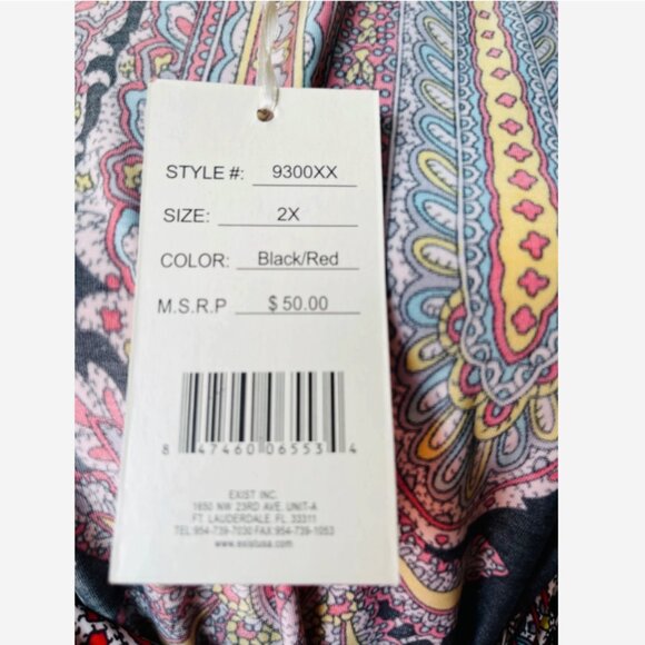 Relaxx by Exist Black Red Paisley Dress 2X NWT Boho Chic - Picture 10 of 10